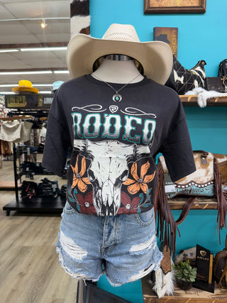 Rock & Roll Women’s Western Steerhead Oversized Shirt (Charcoal) BW21T08884