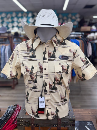 Rock&Roll Novelty Printed Snap Shirt (Brown)-BMN3S08664
