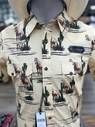 Rock&Roll Novelty Printed Snap Shirt (Brown)-BMN3S08664