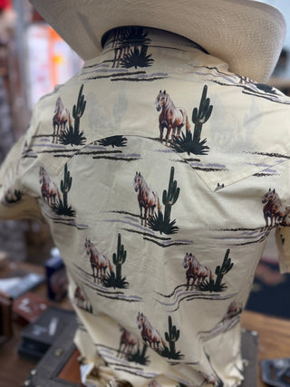 Rock&Roll Novelty Printed Snap Shirt (Brown)-BMN3S08664