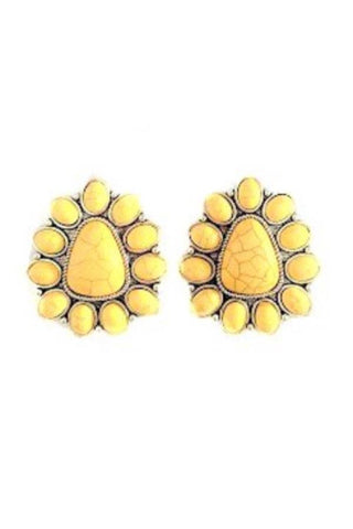 WESTERN CONCHO POST EARRINGS: FUCHSIA