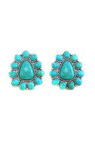 WESTERN CONCHO POST EARRINGS: FUCHSIA