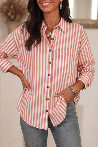 Women’s Striped Western Button Up (Pink)