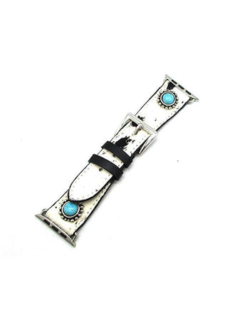 WESTERN GENUINE COWHIDE APPLE WATCH BAND: Black / SMALL / 38MM - 41MM